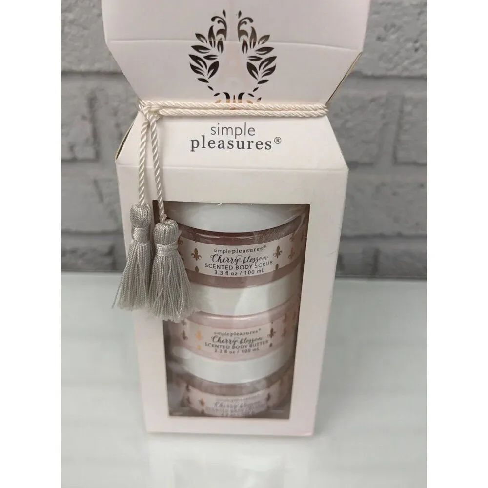 Simple Pleasure Cherry Blossom Scented 3PCS Skin Care Collection Gift Set